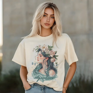T-shirt Aquarius Zodiac, Femme Florale, Amateurs botanique