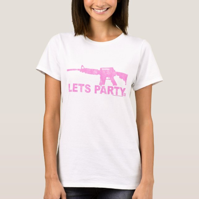 T-shirt AR15 rose laisse la partie portée pour regarder (Devant)