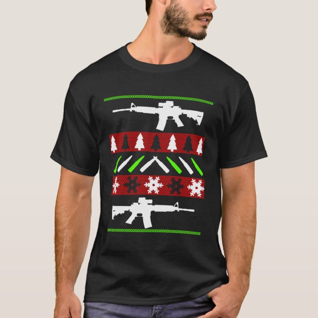 T-shirt Ar-15 Rifle laide pull de Noël - Drôle Gun Lon (Devant)