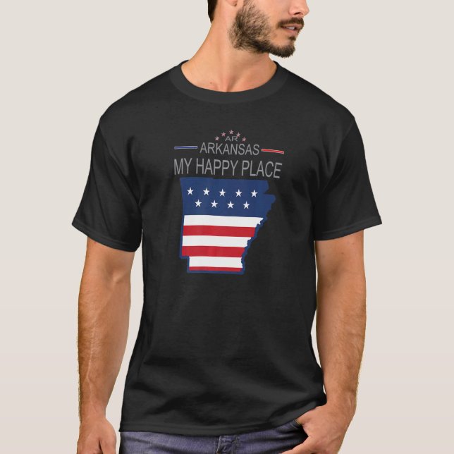 T-shirt AR Arkansas My Happy Place États-Unis Drapeau Cart (Devant)