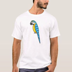 T-shirt Ara Perroquet Dessin Animé Bleu Et Jaune