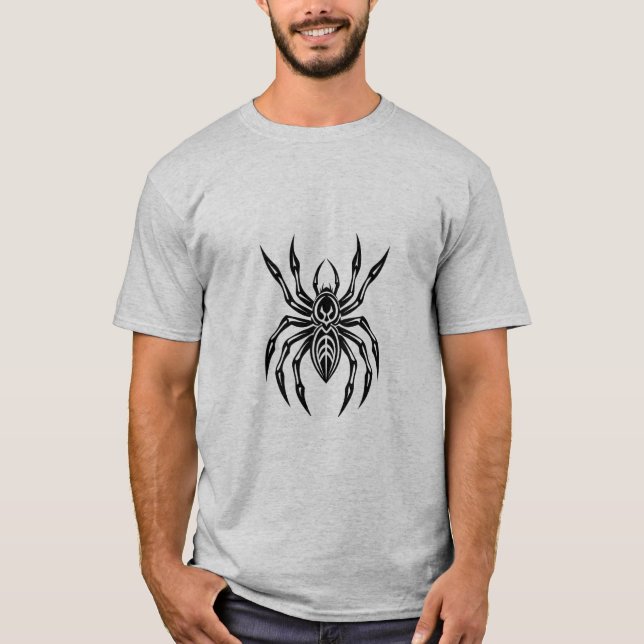 T-shirt Araignée tribale géométrique - Insecte noire minim (Devant)