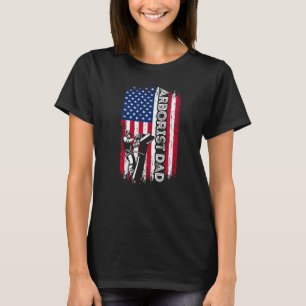 T-shirt Arborist Dad American Flag Climber Dad Chainsaw Fa