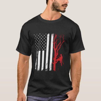 T-shirt Arboriste Américain Drapeau Américain Arbre Chirur