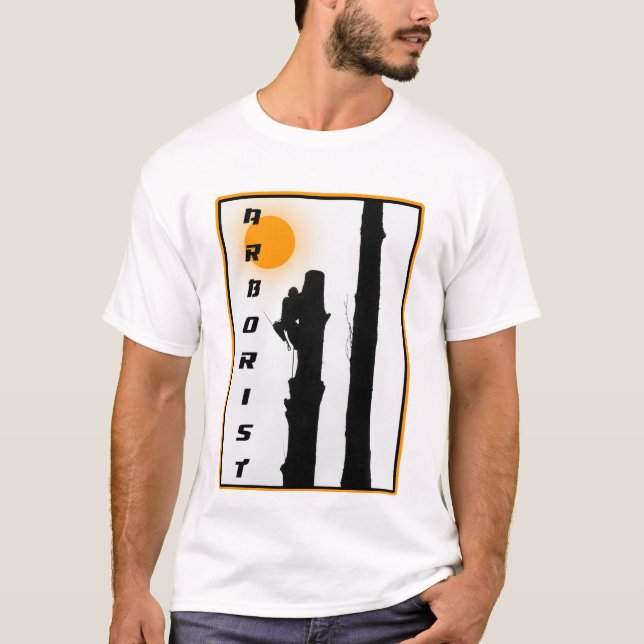 T-shirt Arboristes : Monteur silhouette soleil lev (Devant)