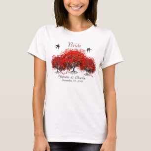 T-shirt Arbre à feuille de coeur rouge