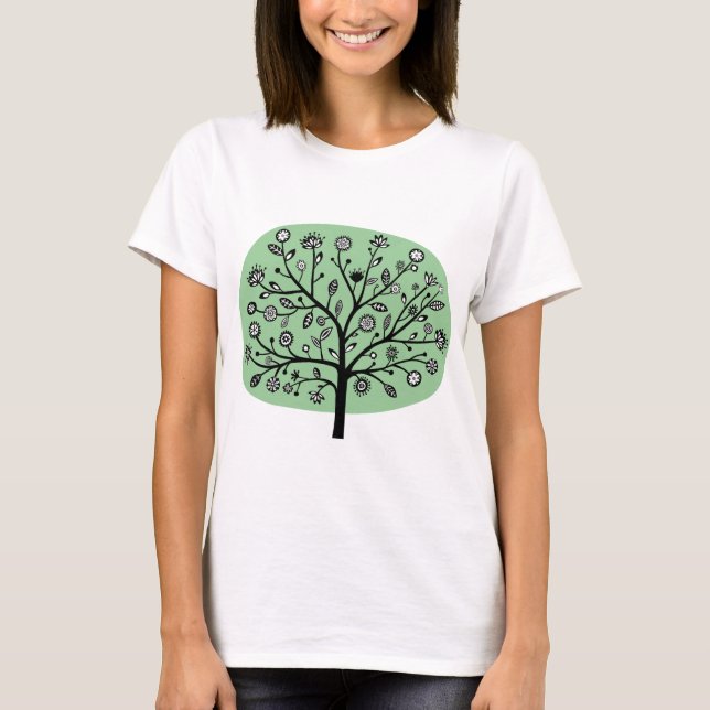 T-shirt Arbre à fleurs stylisé - Vert dégradé (Devant)
