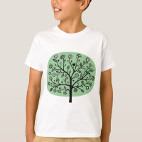 Arbre à fleurs stylisé - Vert dégradé