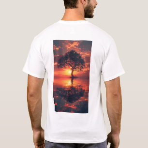 T-shirt Arbre Acklit au coucher du soleil - Réflexion hype