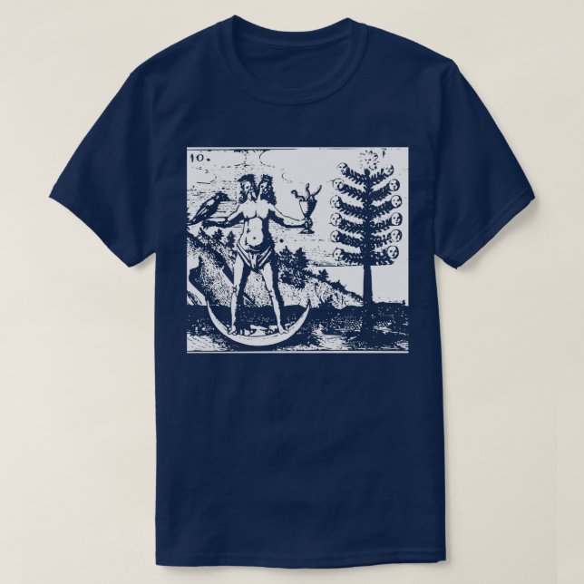 T-shirt Arbre Alchimiste De La Lune Hermaphrodite Androgyn (Design devant)