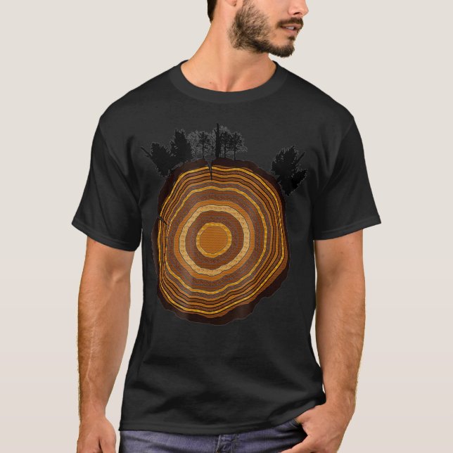 T-shirt Arbre Arbre Arbre Arbre Bois Épais Arbre Cercles (Devant)
