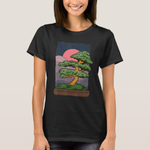 T-shirt Arbre Bonsaï de jardinage au coucher du soleil est