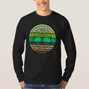 T-shirt Arbre Celtique De La Vie Rétro Sun Vintage Vert De