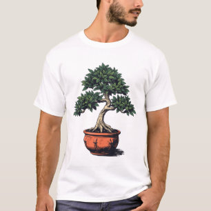 T-shirt Arbre de bonsaï artistique dans un pot en grès