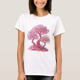 T-shirt Arbre de cristal rose argenté ludique en impressio