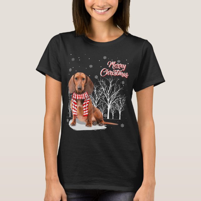 T-shirt Arbre de Dachshund Joyeux Noël Dachshund Noël pour (Devant)