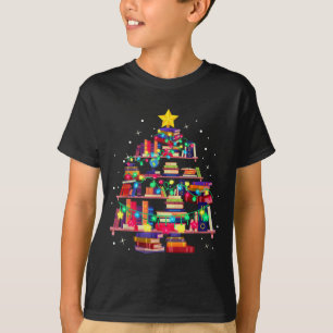 T-shirt Arbre de la bibliothèque de Noël Amour Lecture Liv