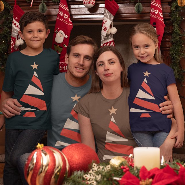 T-shirt Arbre de Noël (Family wearing twinning t-shirts on Christmas and waiting for Santa Claus)