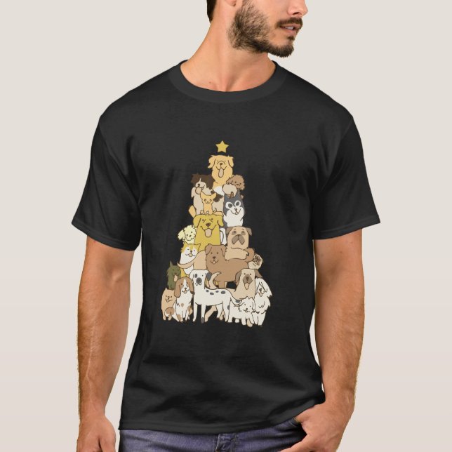 T-shirt Arbre de Noël Amoureux des chiens Joyeux Dogmas Jo (Devant)