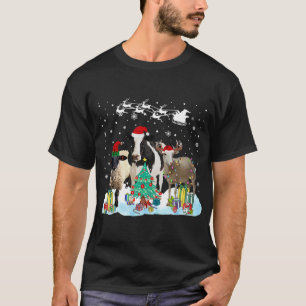 T-shirt Arbre de Noël Animaux de la Ferme Mouton Vache Chè