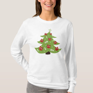 T-shirt Arbre De Noël Arbre De Chat Et Poisson Longues Man