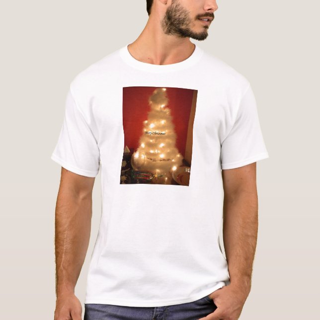 T-shirt Arbre de Noël blanc décoré (Devant)