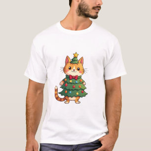T-shirt Arbre de Noël Chat Roux Noël Mignon 4