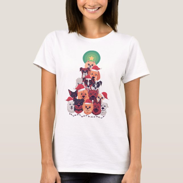 T-shirt Arbre de Noël de chien (Devant)