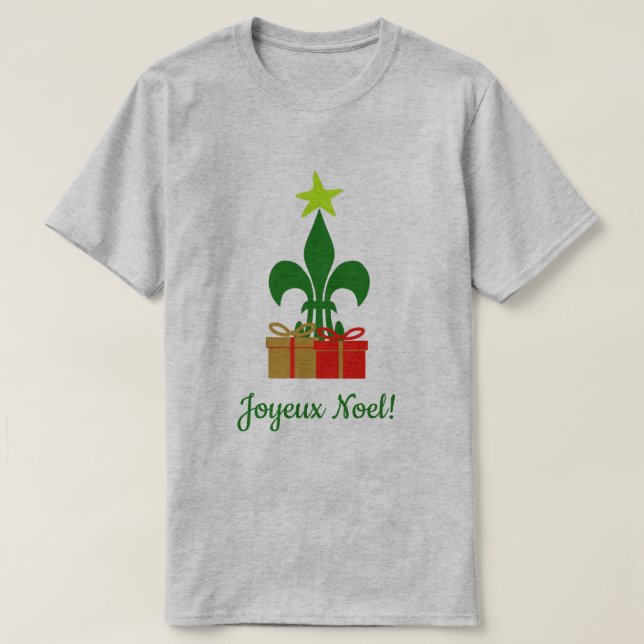 T-shirt Arbre de Noël de la Louisiane Fleur De Lis Cajun (Design devant)
