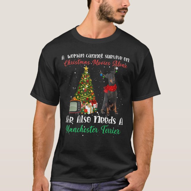 T-shirt Arbre de Noël de Manchester Terrier Reindeer (Devant)