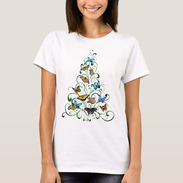 T-shirt Arbre de Noël des papillons Tee (Devant)
