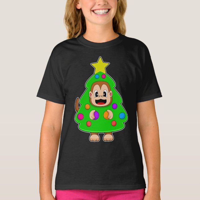 T-shirt Arbre de Noël du singe (Devant)