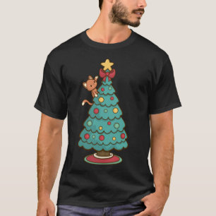 T-shirt Arbre de Noël Escalade chat - Cute Kitten Père Noë