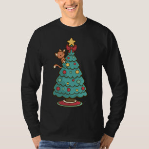 T-shirt Arbre de Noël Escalade chat - Cute Kitten Père Noë