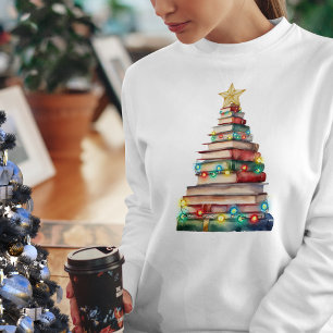 T-shirt Arbre de Noël Fait de livres Enseignants Amateurs 