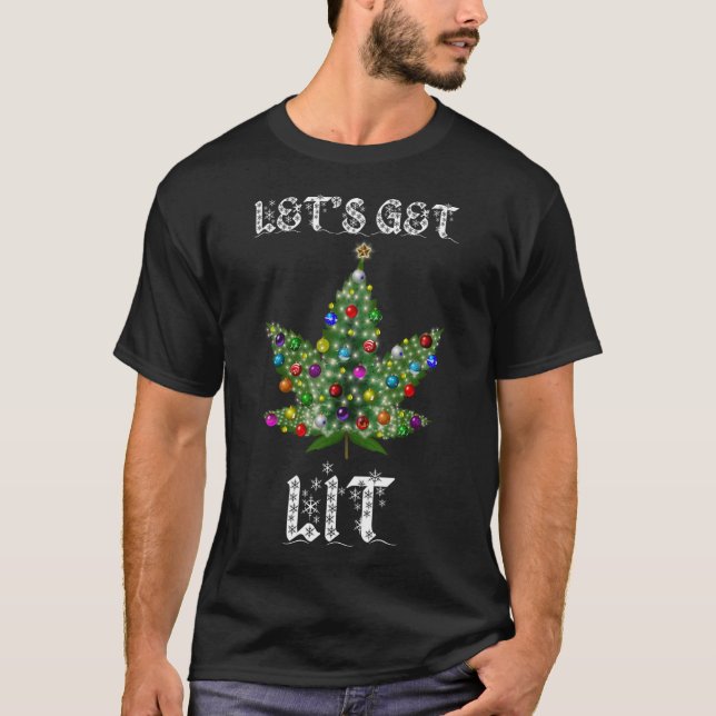T-shirt Arbre de Noël Feuilles de mauvaises herbes Pot Thc (Devant)