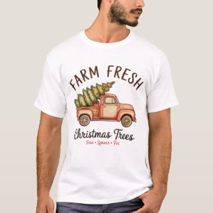 T-shirt Arbre de Noël Frais de la Ferme Camion Rose Noël V