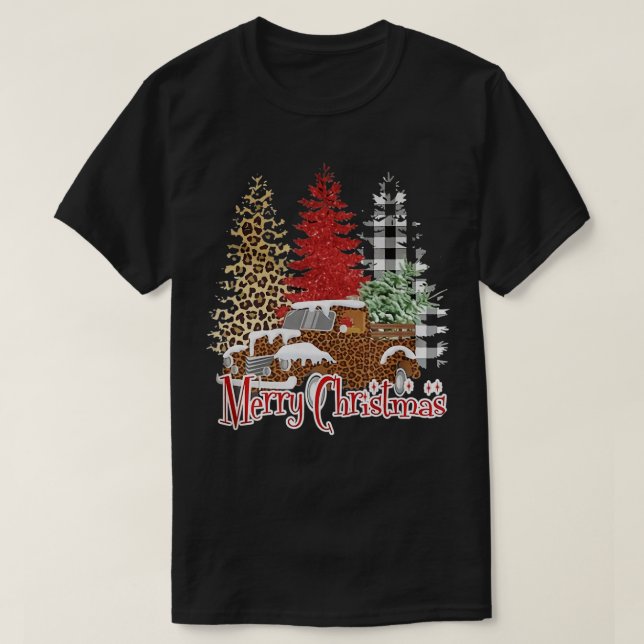 T-shirt Arbre de Noël Joyeux Pins de Noël Bleu (Design devant)