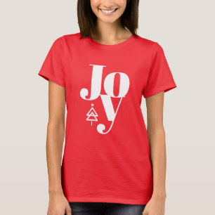 T-shirt Arbre de Noël moderne branché Joy Chemise Rouge