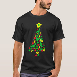 T-shirt Arbre de Noël Patte de Chien Pour X mas Chien Fils