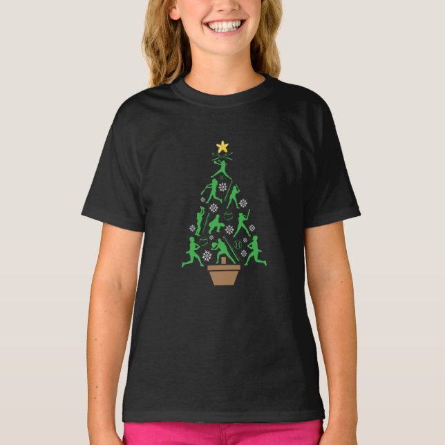 T-shirt Arbre de Noël pour filles de filles (Devant)