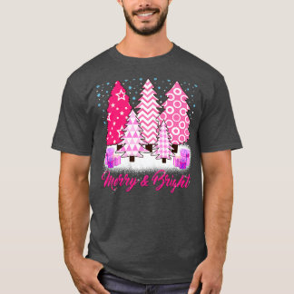 T-shirt Arbre de Noël rose et joyeux, Noël rose