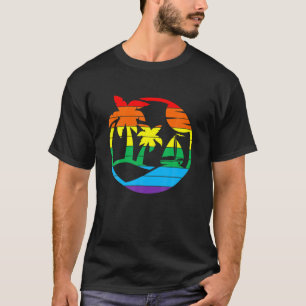 T-shirt Arbre de palmier à voilier arc-en-ciel