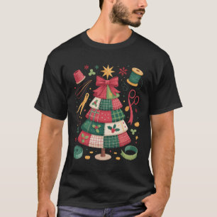 T-shirt Arbre de patchwork de Noël Couture Quilter Xmas