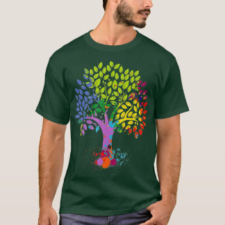 T-shirt Arbre De Vie Arbre Multicolore Changeant De Couleu