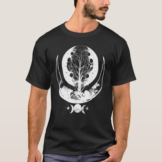 T-shirt Arbre De Vie Phases De La Lune Occulte Astrologie  (Devant)