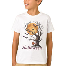 T-Shirt Arbre d'Halloween et Citrouille Jack-o'-La