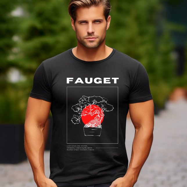 T-shirt arbre d'illustration moderne en noir (Créateur téléchargé)