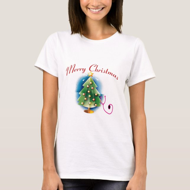 T-shirt ARBRE d'INFIRMIÈRE de Joyeux Noël (Devant)