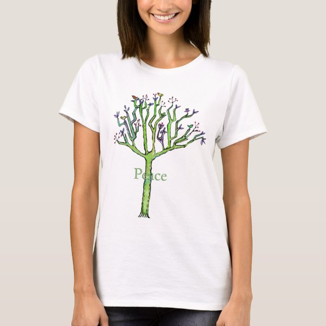 T-shirt arbre d'oiseau de paix (Devant)